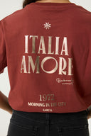 Italia Amore T-shirt - Wit & Donkerrood