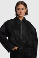 FAUX SUEDE BALLOON JACKET