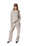 SPORT COLLAR STRIPED SWEAT