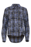BLAUW GERUITE BLOUSE MET GLITTERS VAUDIN