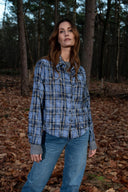 BLAUW GERUITE BLOUSE MET GLITTERS VAUDIN