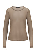 LONGSLEEVE VAN MESH MET RONDE HALSLIJN