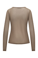 LONGSLEEVE VAN MESH MET RONDE HALSLIJN