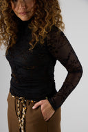 LONGSLEEVE VAN MESH MET FLOCKPRINT