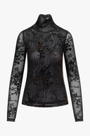 LONGSLEEVE VAN MESH MET FLOCKPRINT