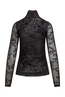 LONGSLEEVE VAN MESH MET FLOCKPRINT