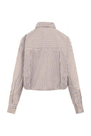GESTREEPTE BLOUSE MET ELASTISCHE ZOOM