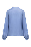 TOP MET POFMOUW EN BLOEMAPPLIQUATIES