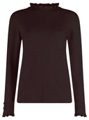 MOCK NECK PULLOVER W/FRILLS