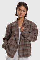 CROPPED CHECK BLAZER