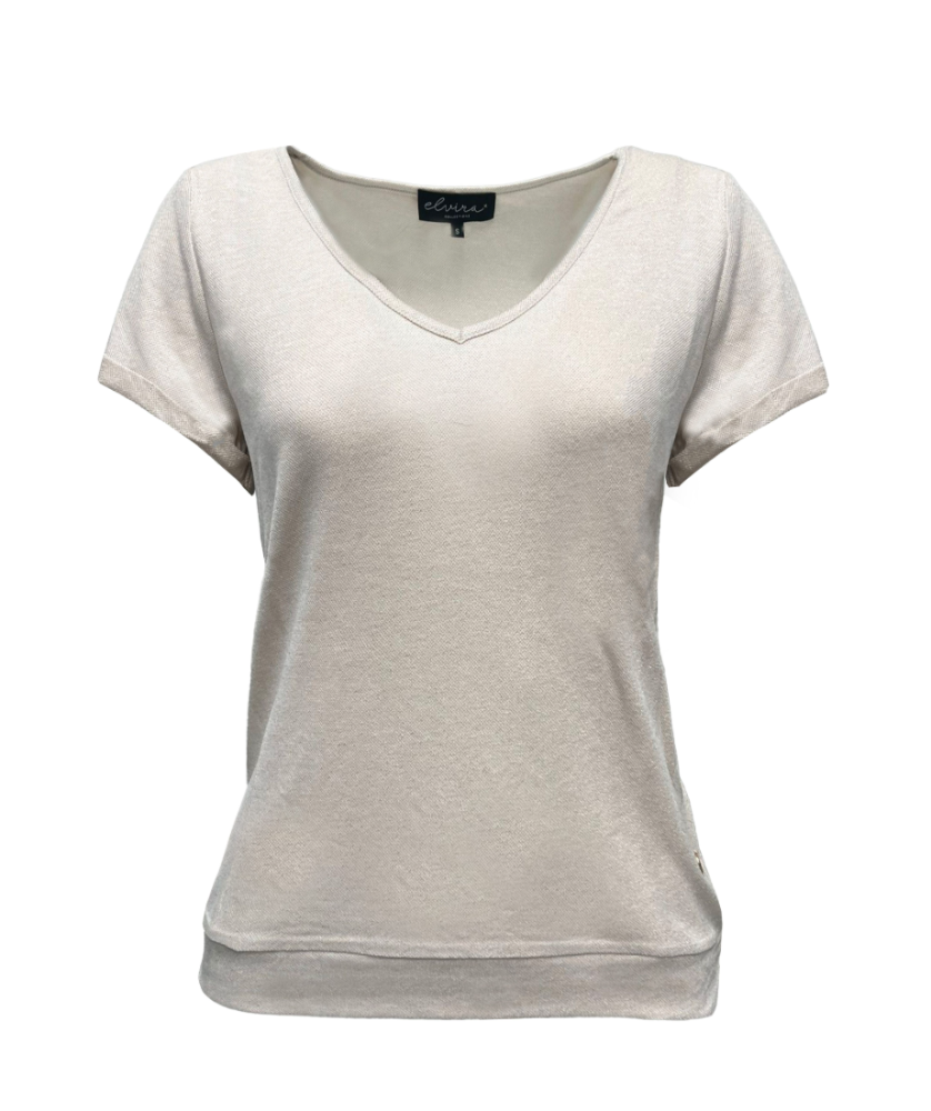 Gouden top met lurex en V-hals