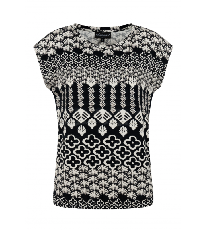 T-shirt van Elvira met ronde hals, kapmouwtjes en een vrolijke print.