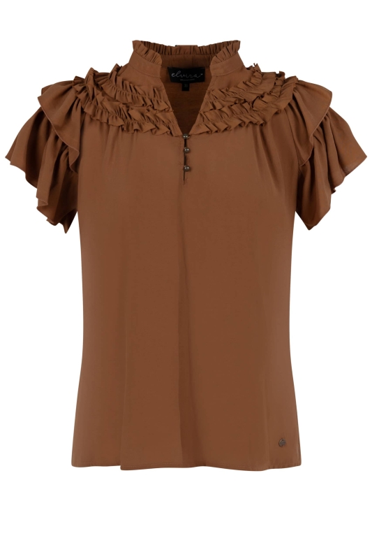 Blouse met elegante ruffles op de mouw en knoopsluiting