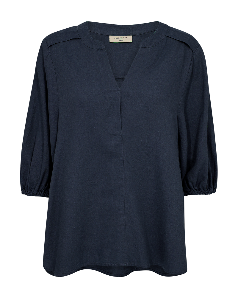 Blouse van linnenmix met mooie V-hals en comfortable fit