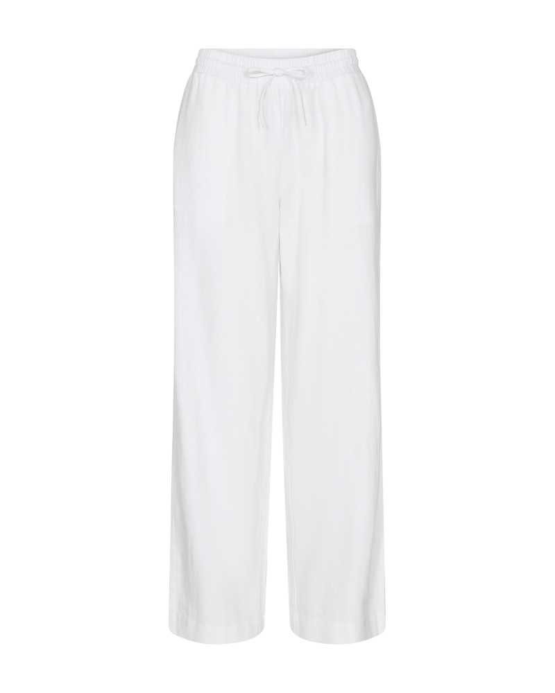 Linnen broek van Freequent met elastieken boord en strik sluiting. De broek bevat handige zakken en is gemaakt van luchtige stof voor de zomer.