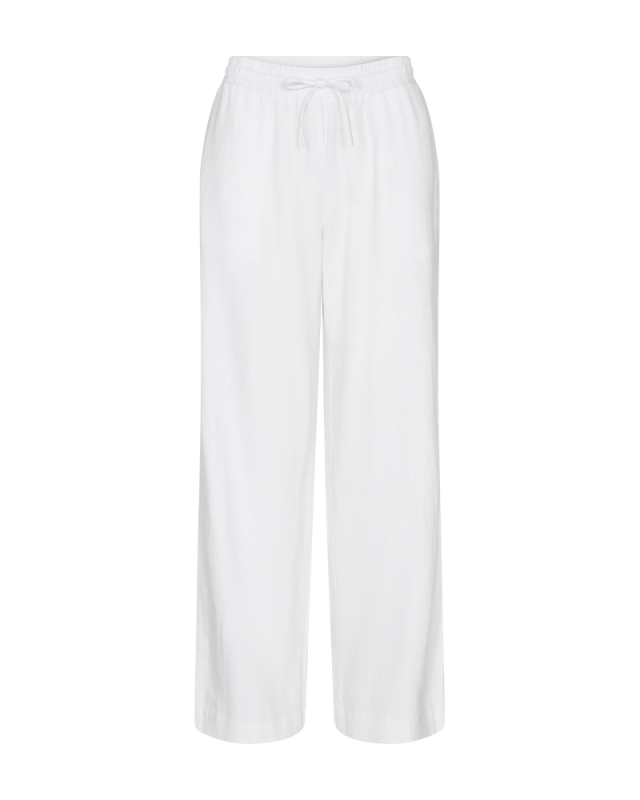 Linnen broek van Freequent met elastieken boord en strik sluiting. De broek bevat handige zakken en is gemaakt van luchtige stof voor de zomer.