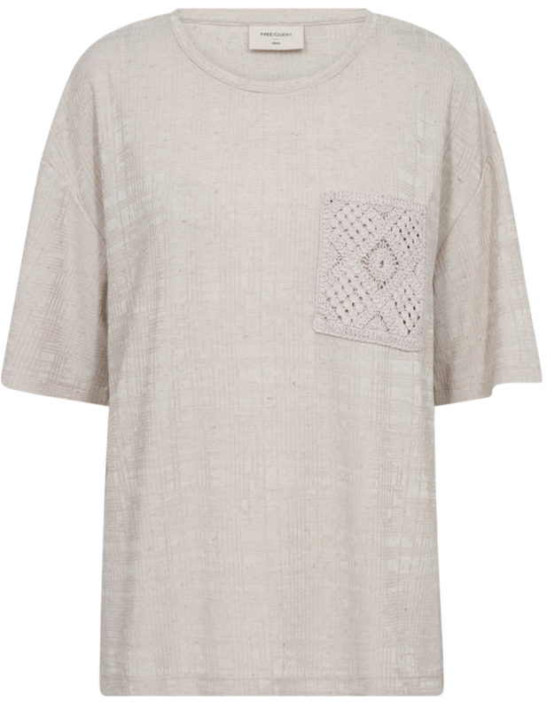 Basic T-shirt van Freequent met borstzakje van crochet