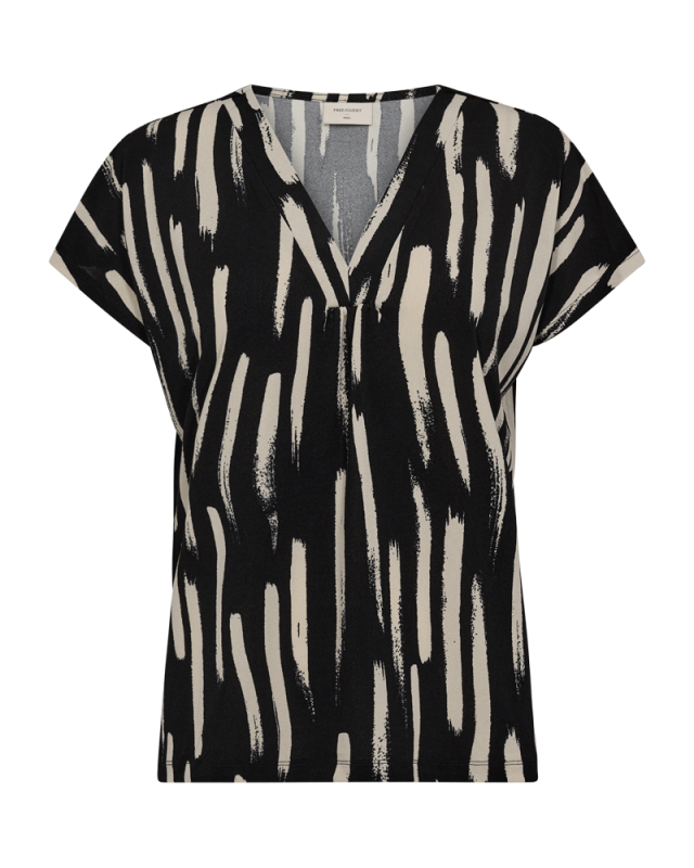 T-shirt van Moonbeam met subtiele print en een V-hals