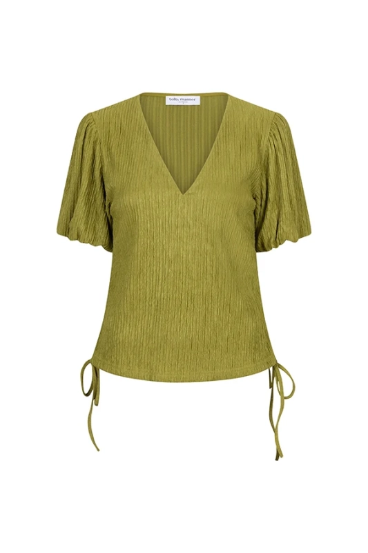 Groene top met V-hals en koord van Lofty Manner