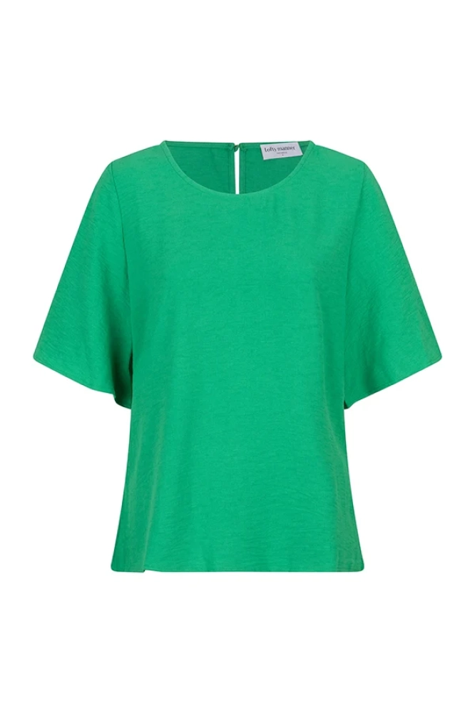 Groene top met knoopsluiting aan de achterkant van Lofty Manner