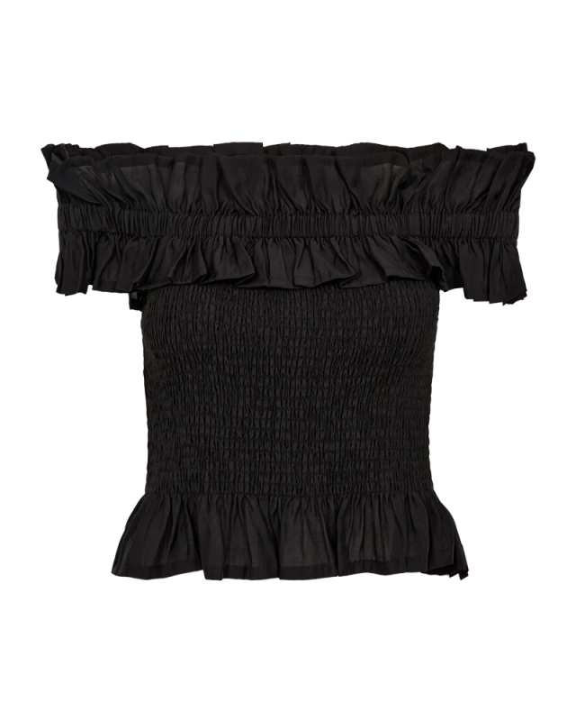 CM Molly blouse Ruffles zwart off shoulder