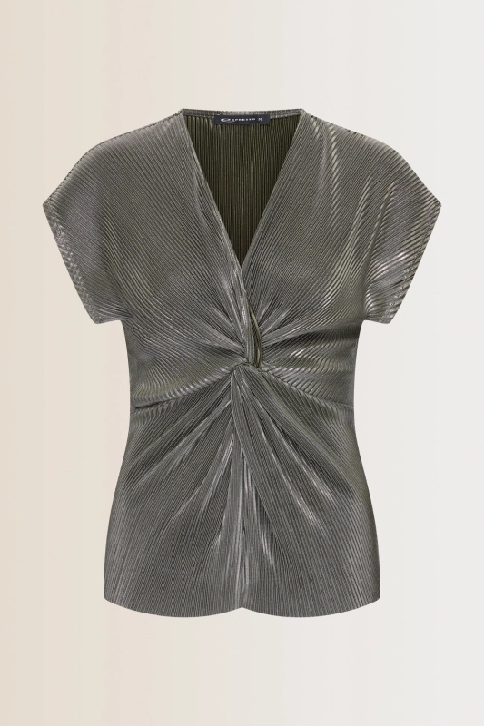 Glanzende top met plooidetail Expresso