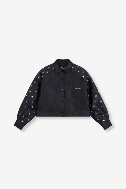 Studs Cropped Blouse - Zwart