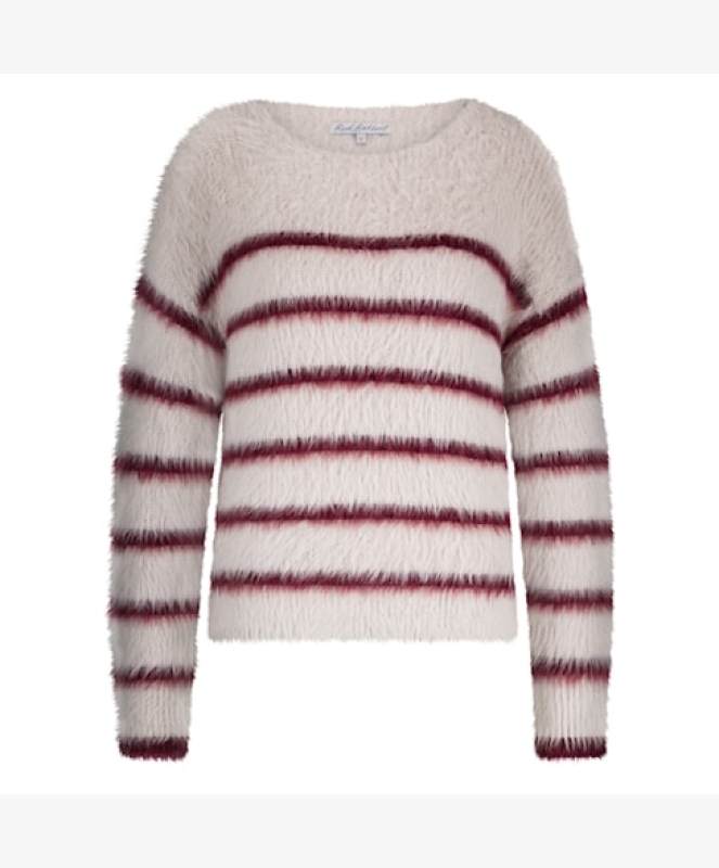 Sweater Fuzzy & Stripe - Bordeaux
