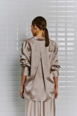 Blouse Dagmar Sateen - Camel & Marine
