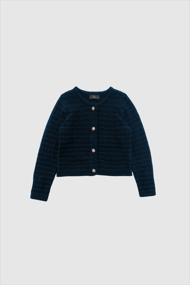 Alfried Knit Jacket - Marine & Zwart