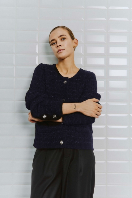 Alfried Knit Jacket - Marine & Zwart
