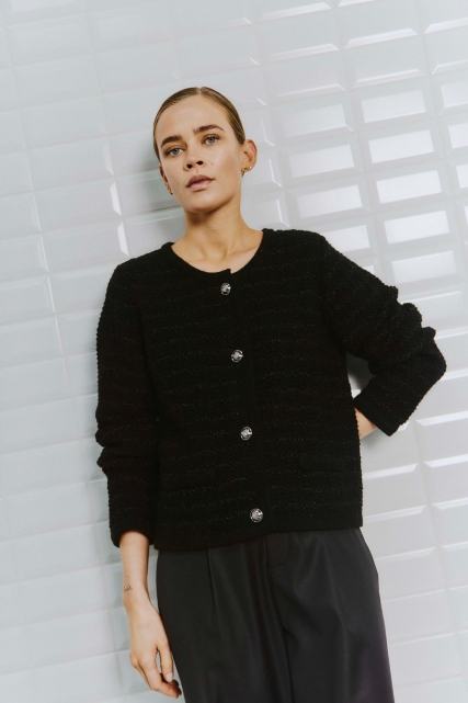 Alfried Knit Jacket - Marine & Zwart